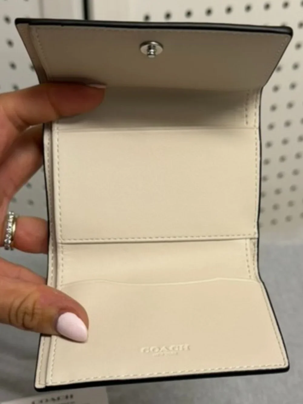 COACH Micro Mini Wallet in Signature Canvas Trifold Light Khaki Chalk White NWT - Picture 6 of 8